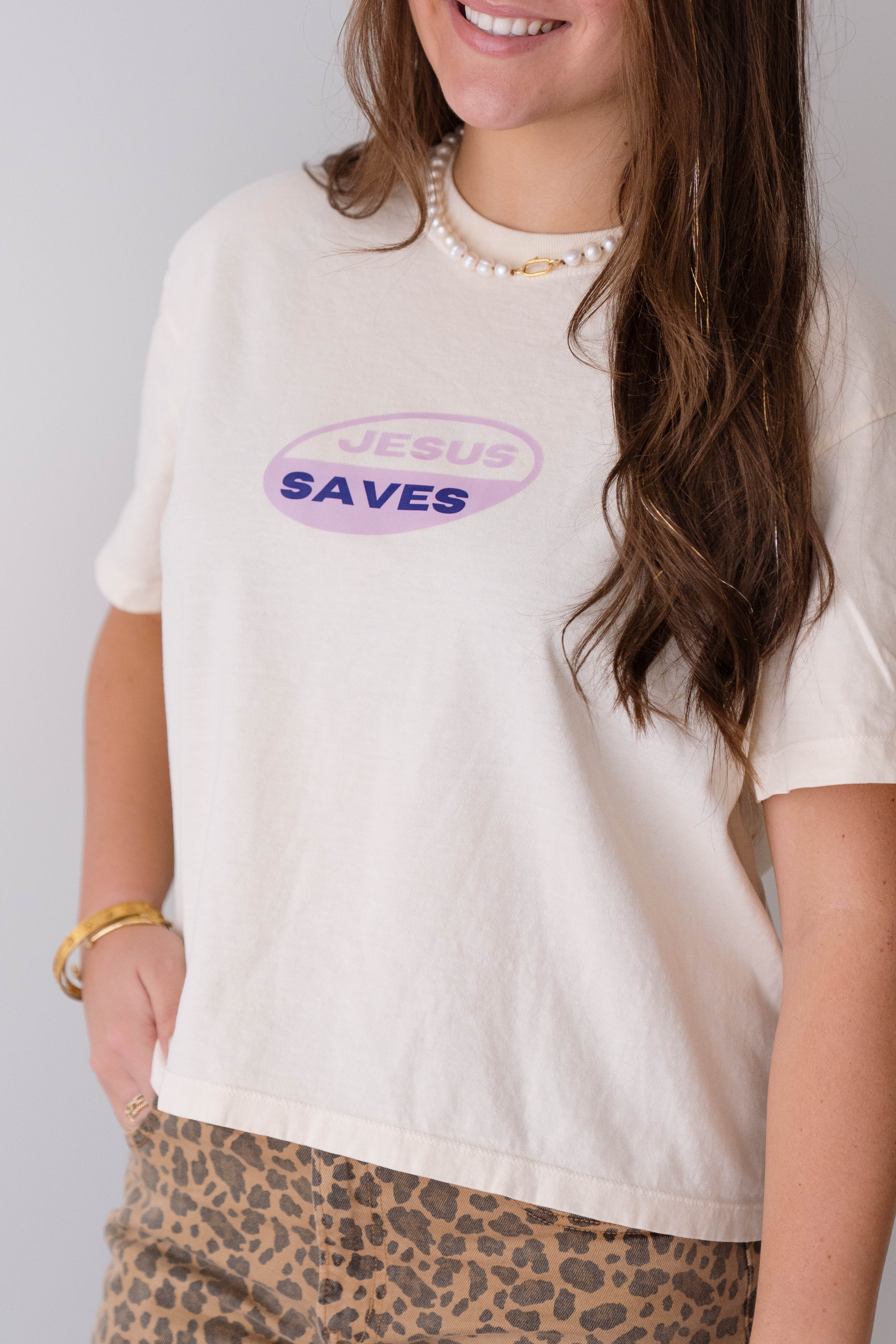 Jesus Saves Purple Boxy Tee