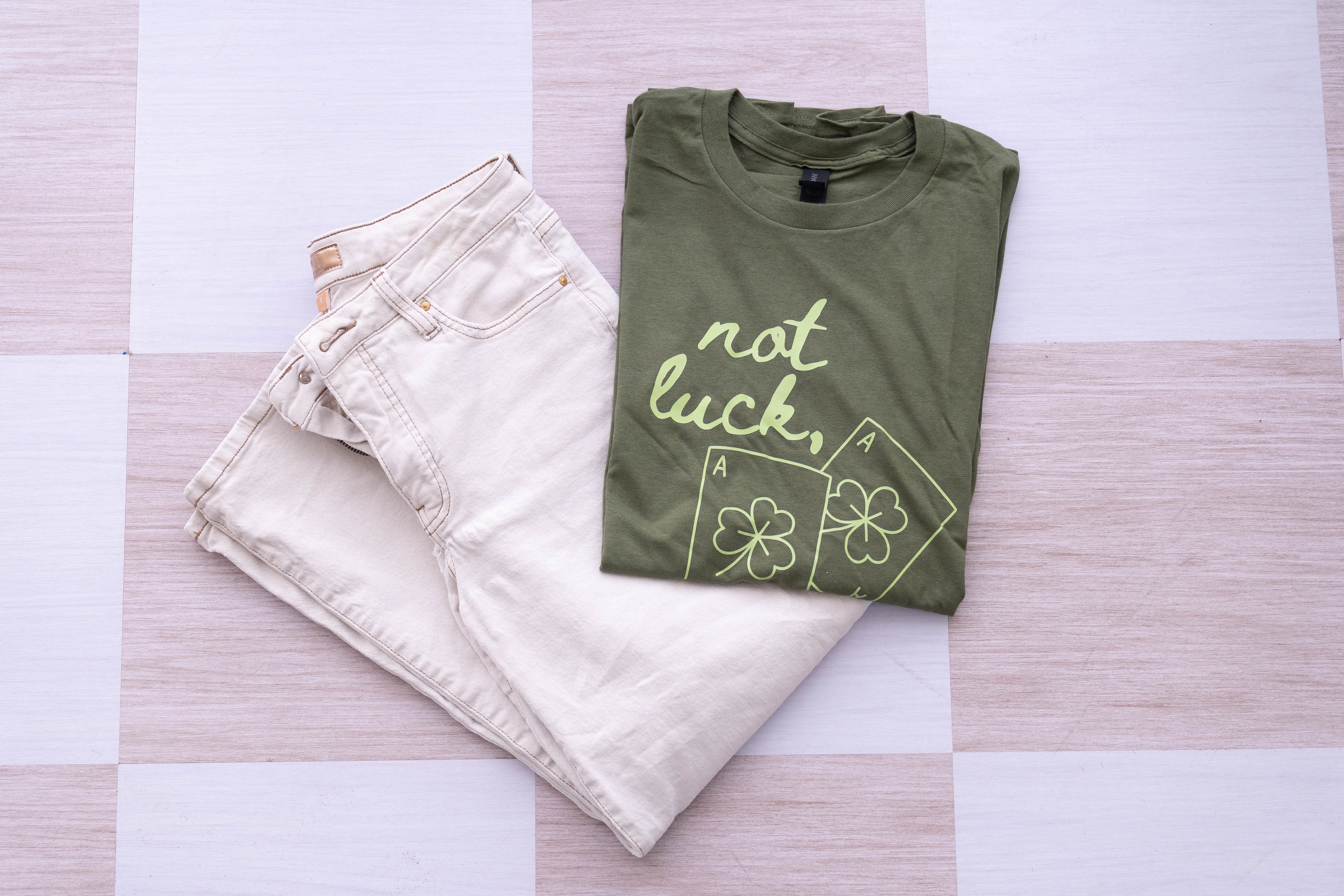 Not Luck, Just God Green Tee